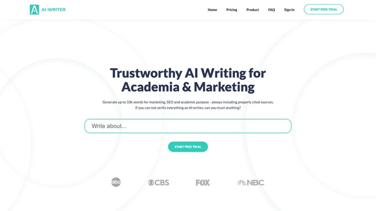 AI-Writer.com - Trustworthy AI Writing for Academia & Marketing