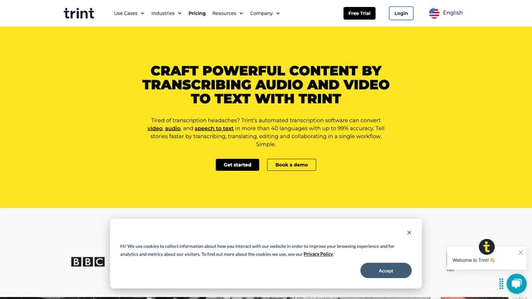 Transcription Software | AI Transcription & Content Editor | Trint