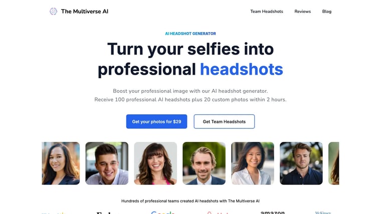 AI Headshot Generator for Professionals - The Multiverse AI