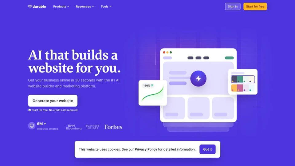 Durable AI Website Builder and Small Business Software