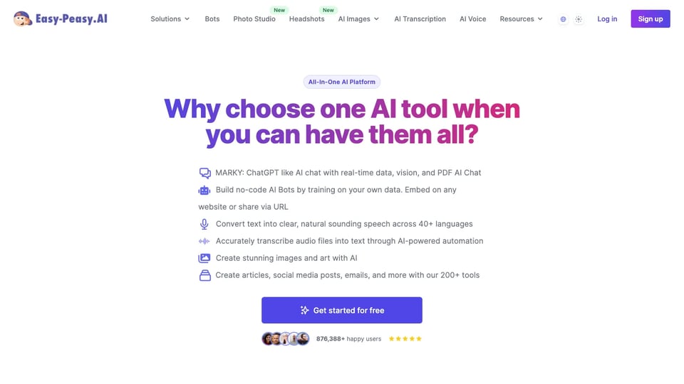 Best AI Writer, Content Generator & Copywriting Assistant | Easy-Peasy.AI