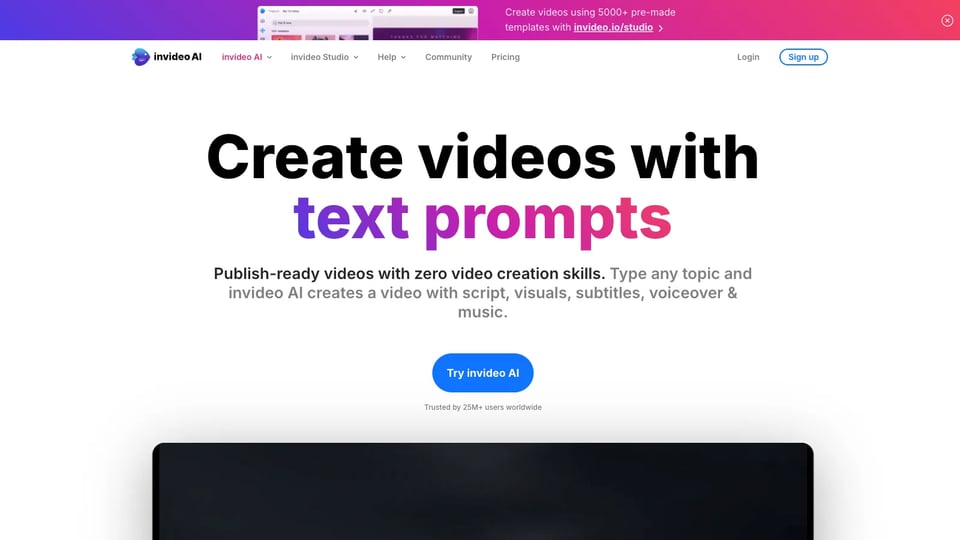 Invideo AI - Turn ideas into videos - AI video creator