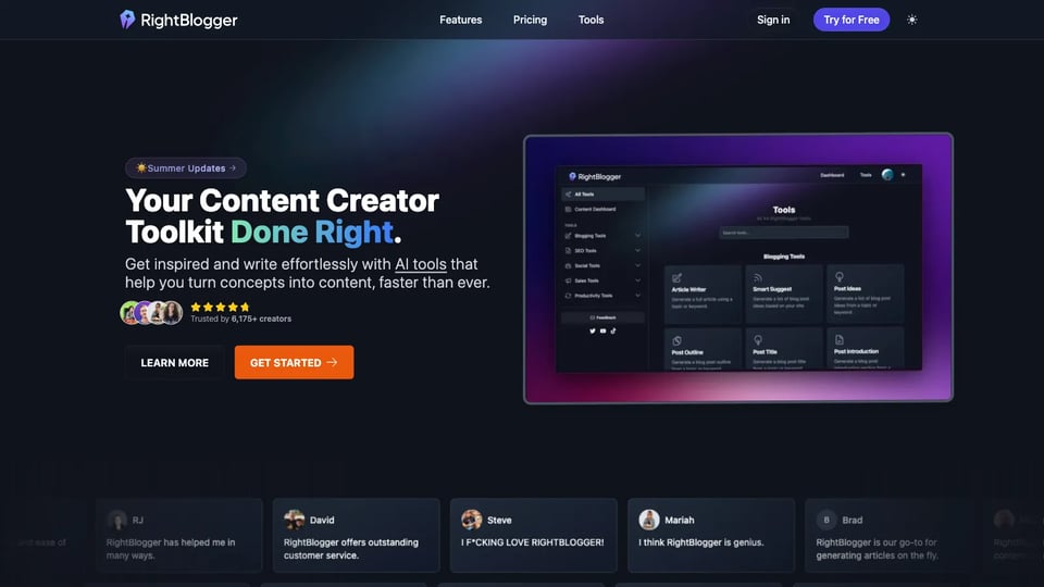 RightBlogger: AI-Powered Content Tools for Creators