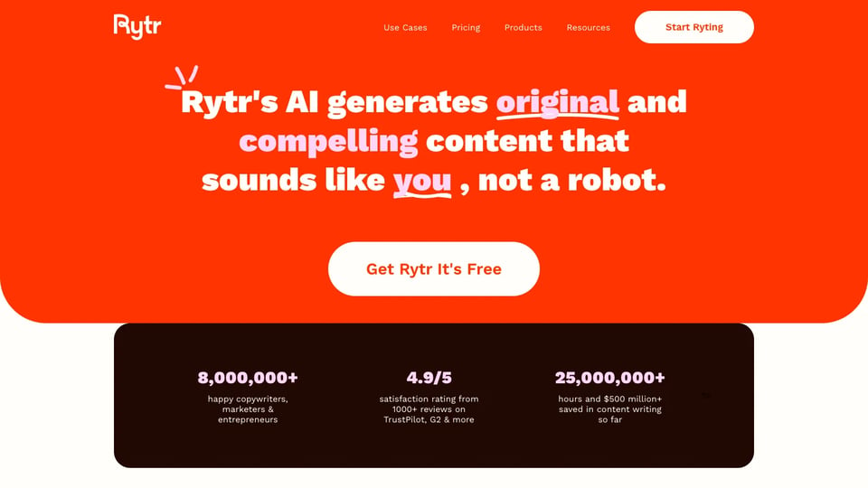 Free AI Writer, Content Generator & Writing Assistant | Rytr