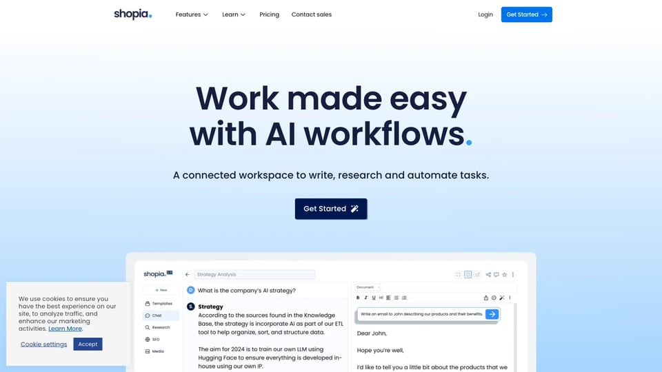 Shopia | Your AI workspace for marketing & sales