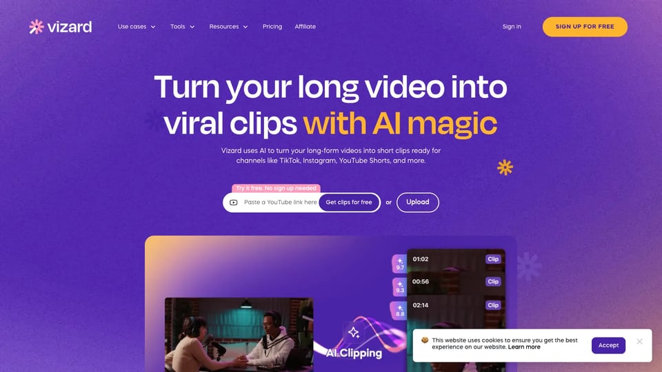 Create social-ready videos with AI instantly | Vizard.ai