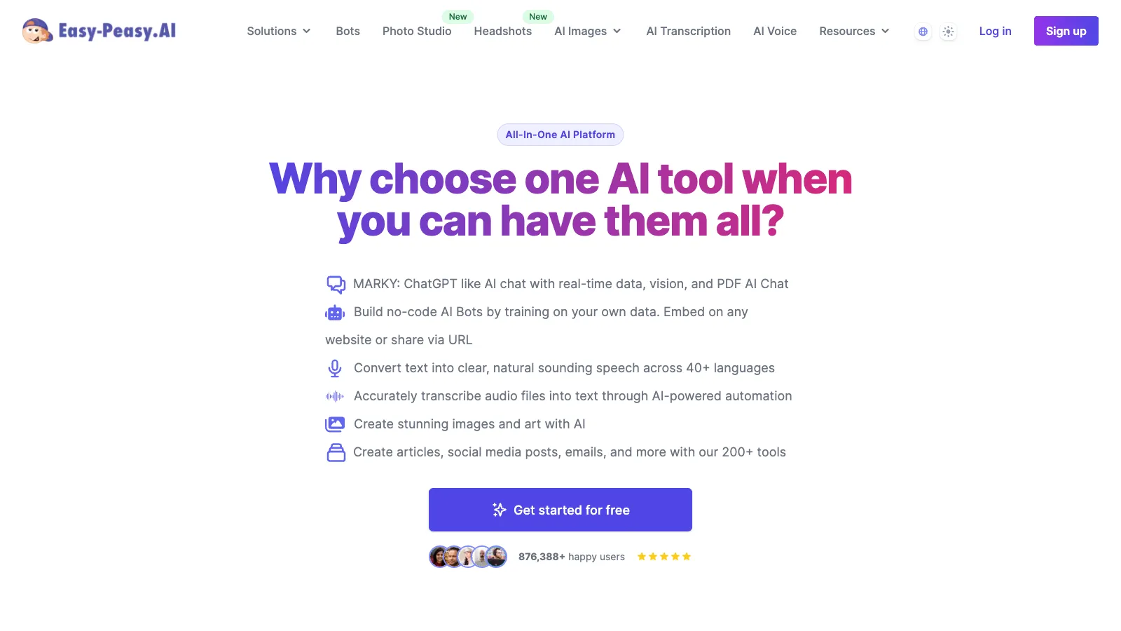 Best AI Writer, Content Generator & Copywriting Assistant | Easy-Peasy.AI