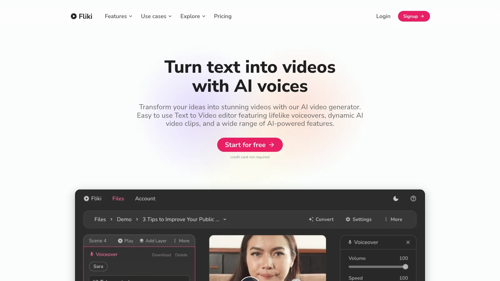 Fliki - Turn text into videos with AI voices